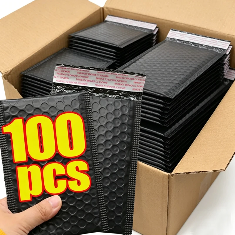 Sobres de Plástico Negro al por Mayor, Bolsas de Burbujas Impermeables con Adhesivo de Espuma, Bolsas de Embalaje Autosellables, Bolsas de Envío, Organizador de Almacenamiento