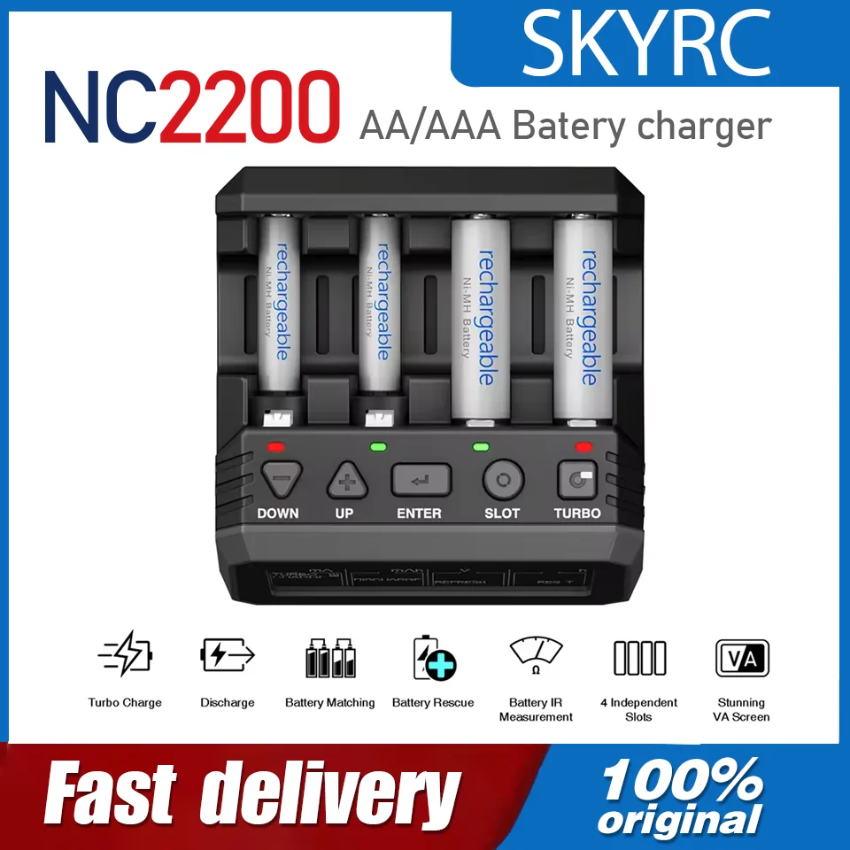 

SKYRC NC2200 12 В/2,0 А 4 слота AA AAA зарядное устройство и анализатор NiMH/NiCD аккумуляторы зарядное устройство разряд Turbo быстрая зарядка обновление