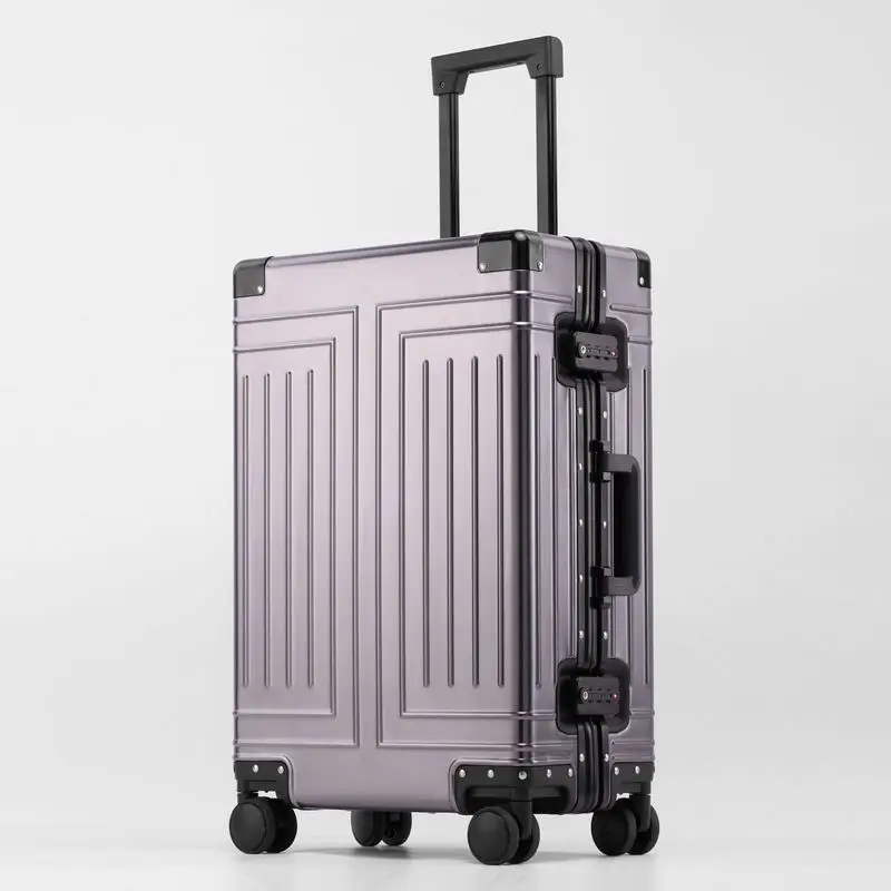 100% Aluminum-magnesium Alloy Material High Quality Senior Travel Luggage 20/24/26/28 Size Spinner Brand Travel Suitcase