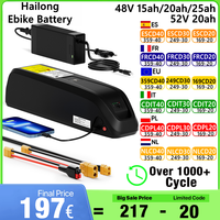 EU Stock Hailong Electric Bike Battery 48V 15/20/25AH 52V 20AH 21700 Cell Downtube Battery 35A BMS For 100W-1600W Motor EBike