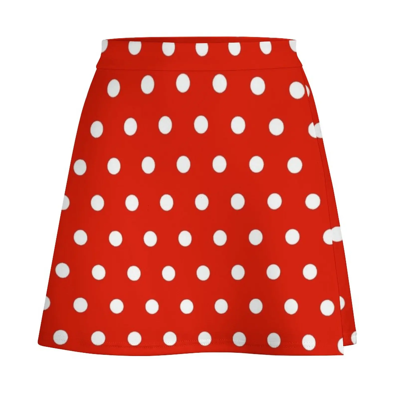 Small White Polka Dots on Red background Mini Skirt korean clothes ladies Woman skirts skirts for women