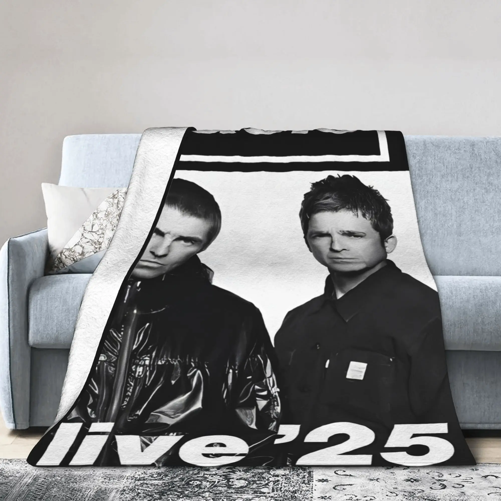 Live '25 Tour Rock British Band  Blanket O-Oasis Wool Funny Soft Throw Blankets for Bed Sofa Autumn/Winter