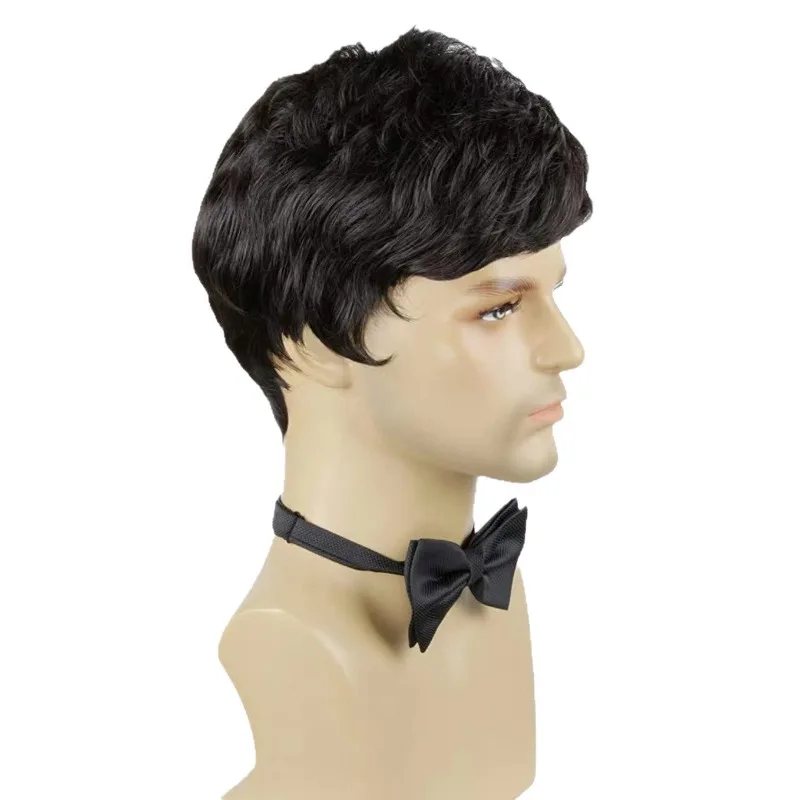 Synthetic Short Straight Wig Black Wigs for Men Natural Hair With Bangs Daily Cosplay Wig ﻿ image 5