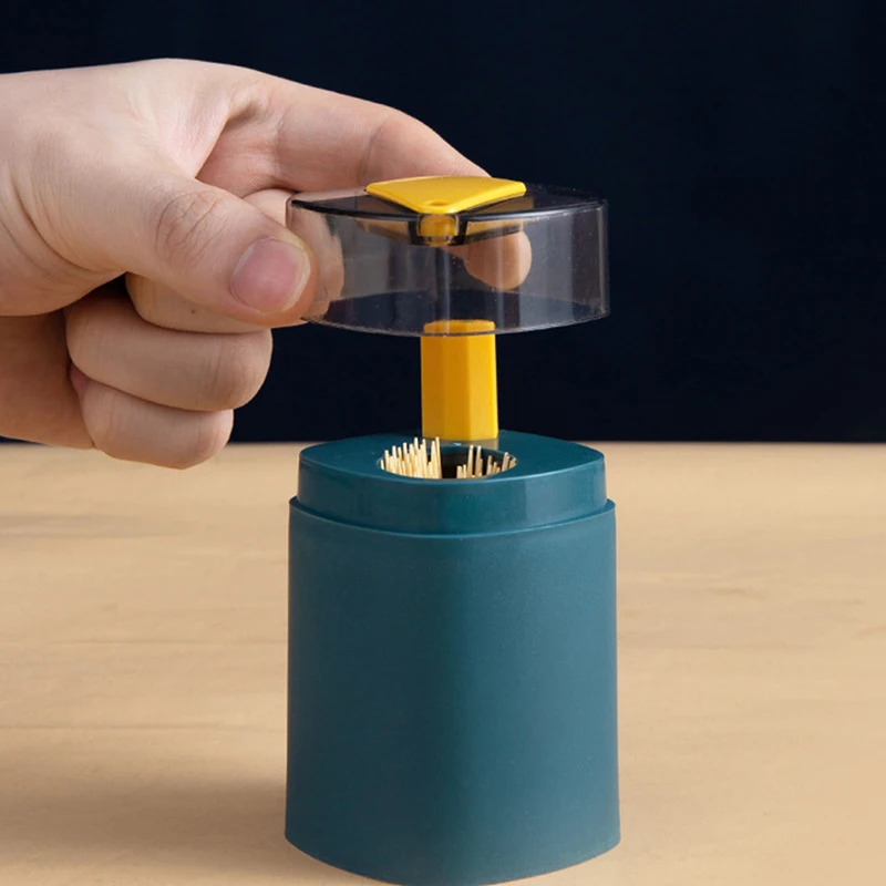 Wheat Straw Automatic Toothpick Holder Container Portable Household Toothpicks Dispenser Storage Box