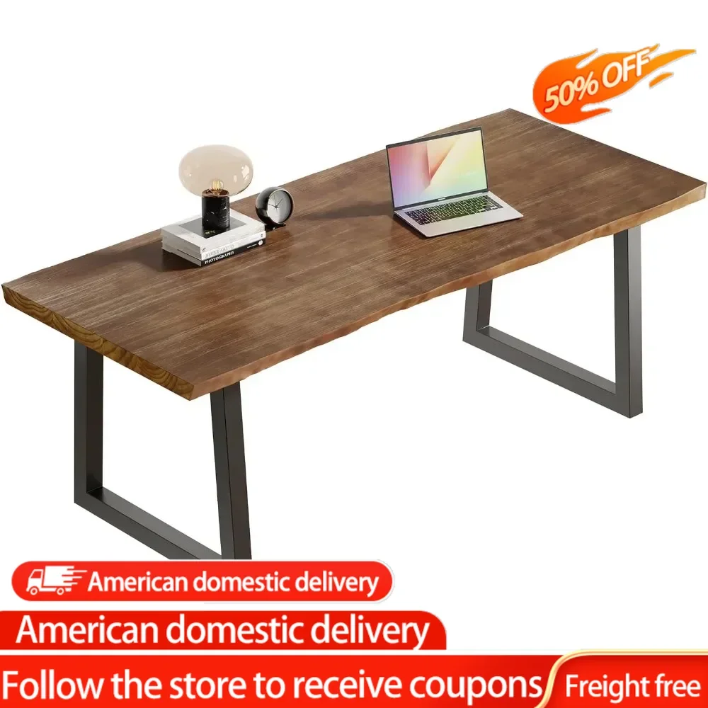 

Solid Wood Computer Desk,Rustic Style 55-inch Large Office Desk- Modern Gaming Working for Home Office, Modern Simple Design