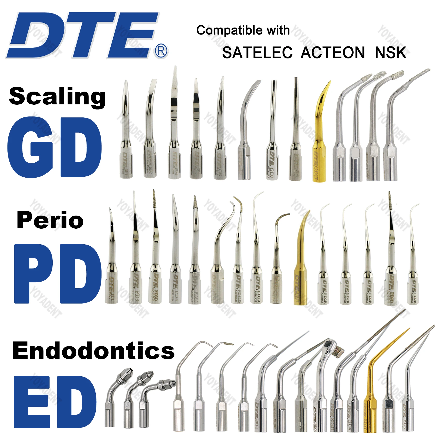 Woodpecker DTE Dental ultradźwiękowe końcówki skaleru Perio/Endo/koniec skalerów pasują do NSK SATELEC ACTEON skaler rękojeść produkty stomatologiczne