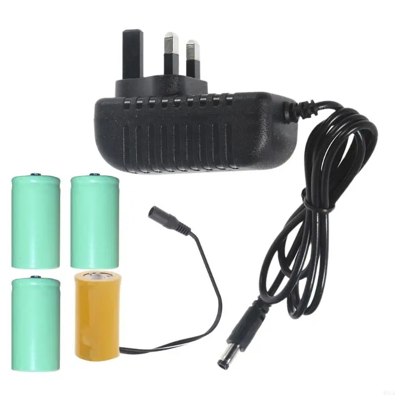 W91A AC100-240 bis 6V1A LR20 D Dummy-Batterie-Stromkabel, Batterie-Eliminatoren, 4 Stück, 1,5 V