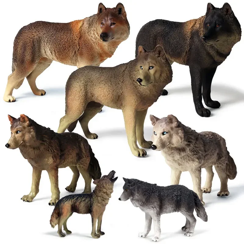 Simulation Wild Animal Wolf Action Figures Model Children Toys Desk House Miniature Decoration Figurines Terrarium Bonsai Gift