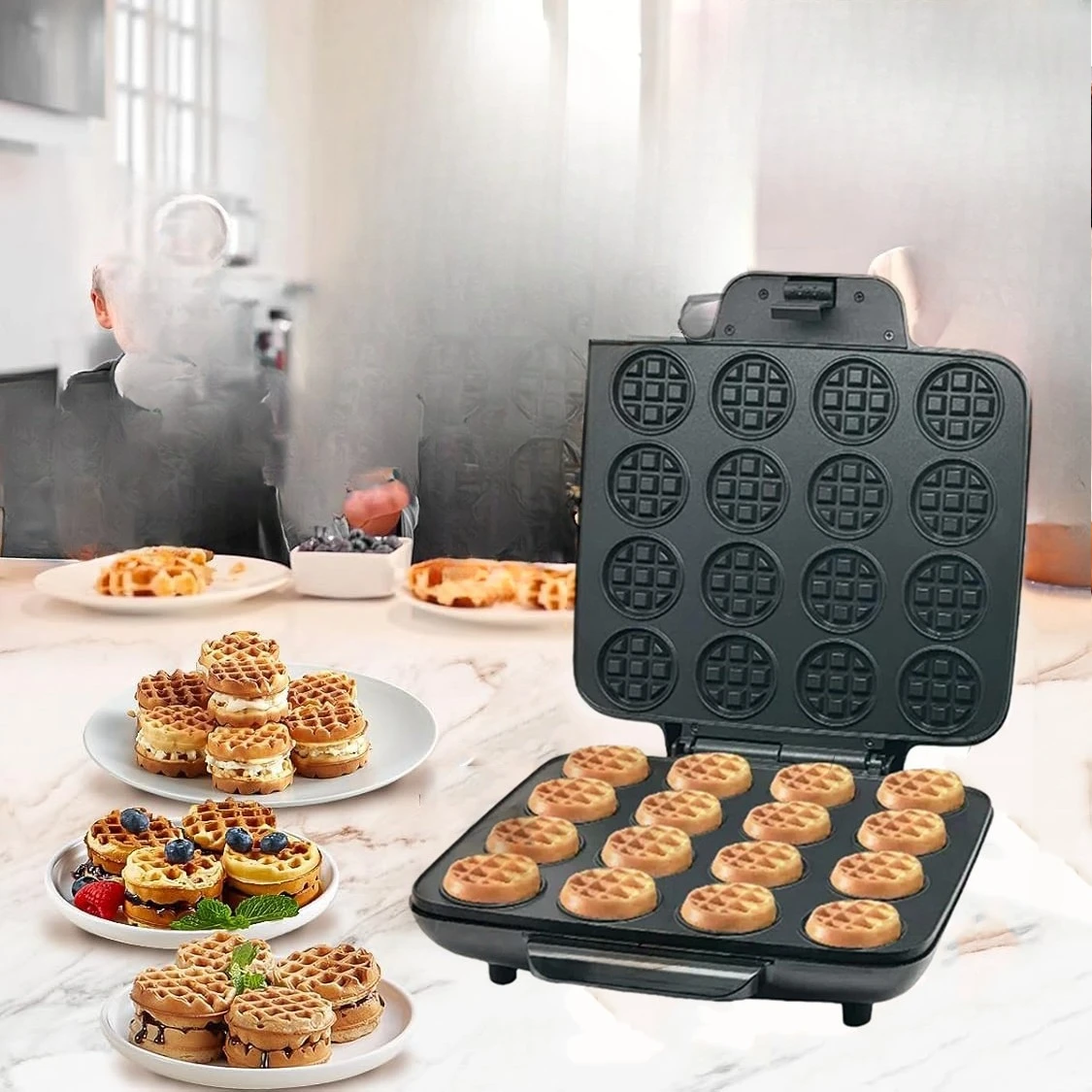 16-Hole mini waffle maker, electric cake pan breakfast maker, cake maker