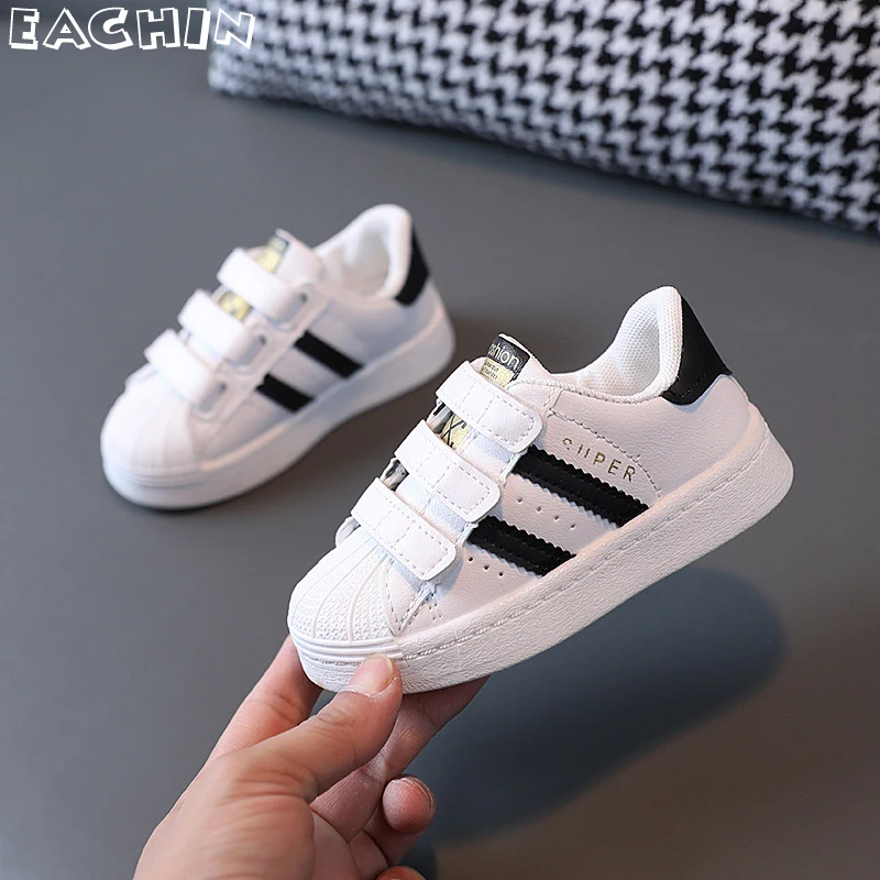 Children's Sneakers Kids Fashion Design White Non-slip Casual Shoes for Boys Girls Hook Breathable Sneakers Toddler Outdoor Shoe