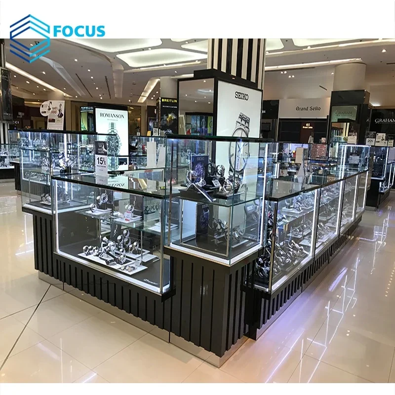 custom.Retail Jewelry Store Display Cases Shop Furniture Jewelry and Watch Shops and Kiosks Glass Jewelry Shop Kiosk