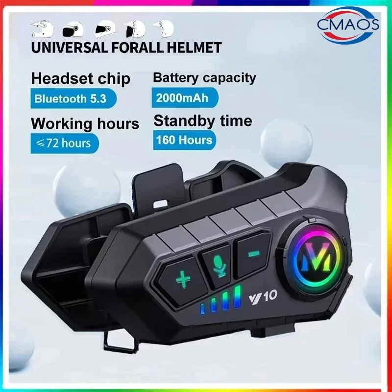 Y10 Motorcycle Bluetooth 5.3 Helmet Headset Wireless Hands-free Call with Noise Reduction Waterproof Music Player Speaker
