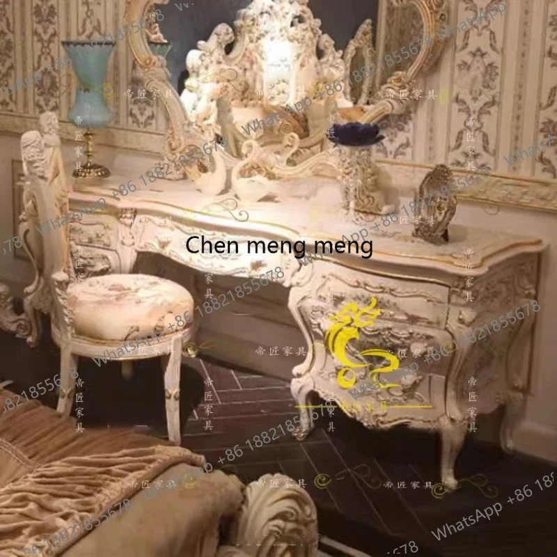 

E136 Bedroom Luxury Dressing Table Girls Aesthetic Nordic Vintage Dressing Table Large White Espejo Cuerpo Entero Furnitures