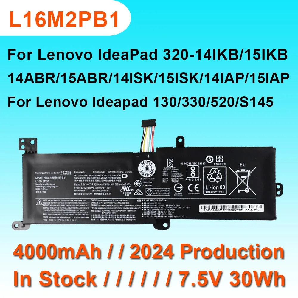 bateria do portatil para lenovo ideapad 130 330 520 s145 32015ikb 15isk 15abr 15ast 14ikb l16m2pb1 l16l2pb1 l16s2pb2 l16m2pb2 30wh 01