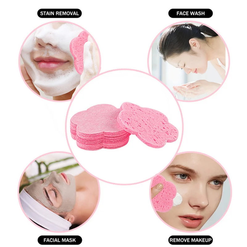5/10/20/50 Uds. Esponja de lavado de cara comprimida con forma de flor, esponja de lavado de cara, esponja facial espumosa, esponja cosmética para limpieza facial