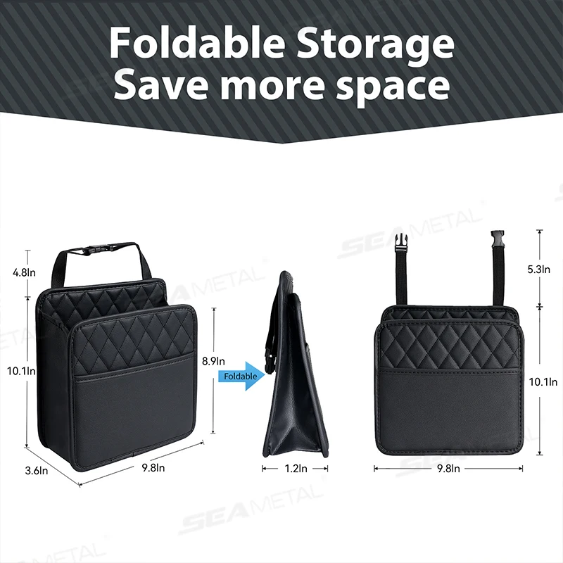 BLALION Multifunctional Car Seat Storage Bag Leather Storage Bag Garbage Bag Hanging Storage Bag Suitable For Most Car Models image 2