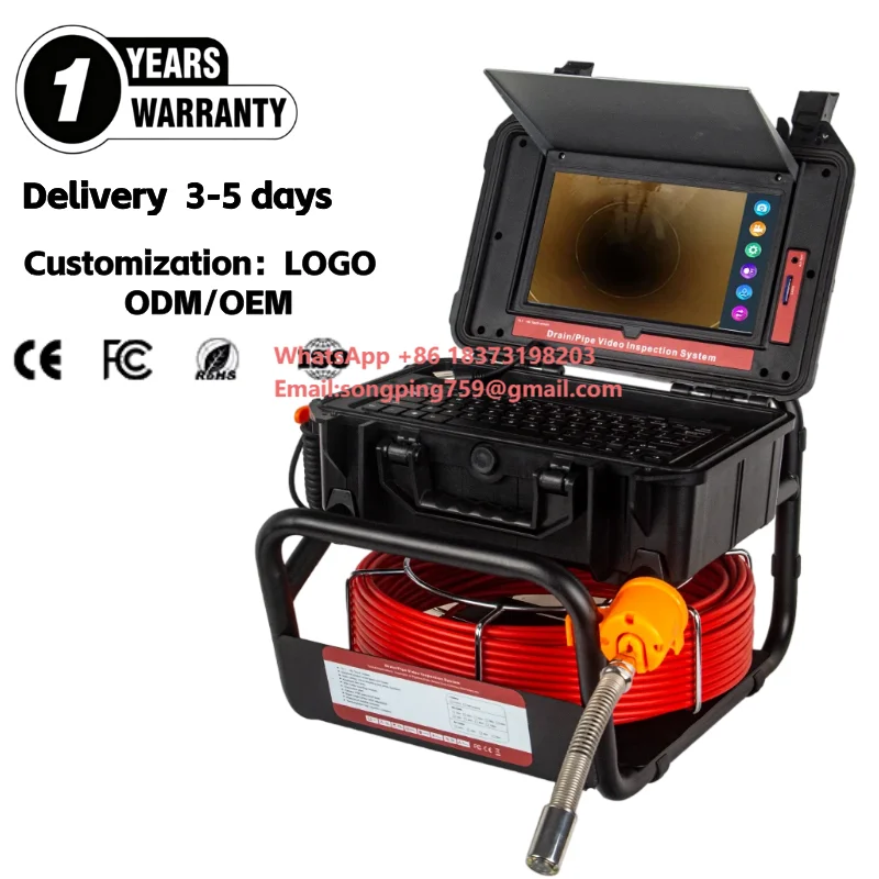 

Sewer CCTV 10.1inch HD 1080P Touch Screen 512HZ Sonde Self-leveling Drain Cam era Meter Counter 16GB DVR Night Vision SD Card