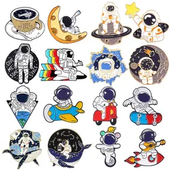 I Need Space Enamel Pin Custom Astronaut Cosmonaut Band Brooches Lapel Badge Cartoon Funny Universe Ocean Life Jewelry