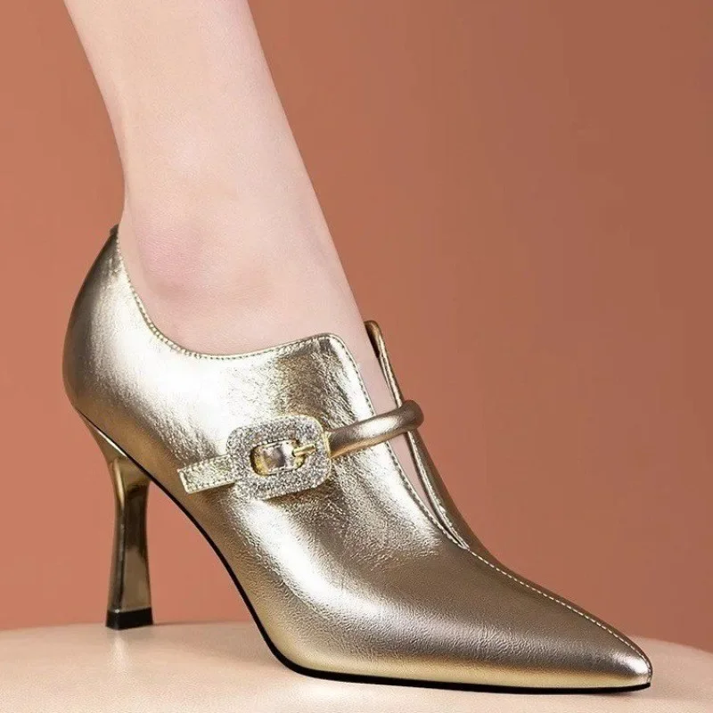 

Fashion Casual Pumps High Quality Women Stiletto Heel Ankle Boots Patent Leather Pointed High Heels Shoes Ankle Bootie
