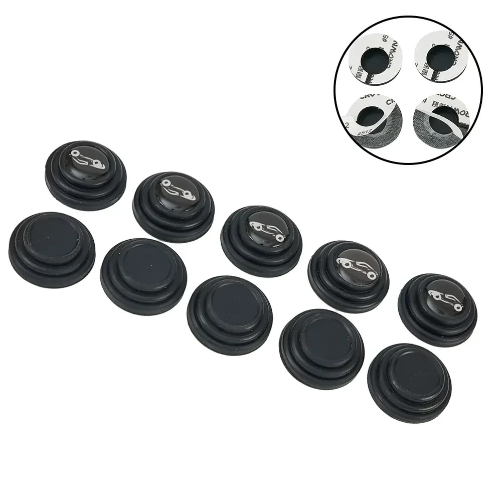 10pcs Anti-collision Gasket Silicone Black For Car Door Hood Trunk Car Door Anti-Collision Pad Sound Insulation Shock-Absorbing