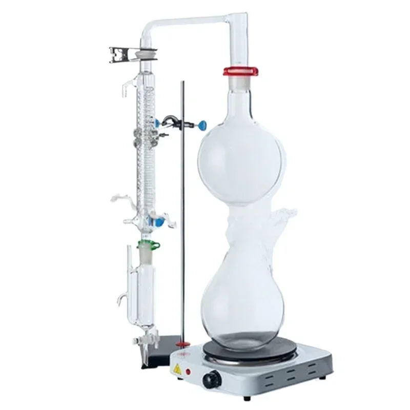 

500/1000/2000ml Essential Oil Extraction Separator Device A Full Set of Hydrosol Distillation Equipment Condenser