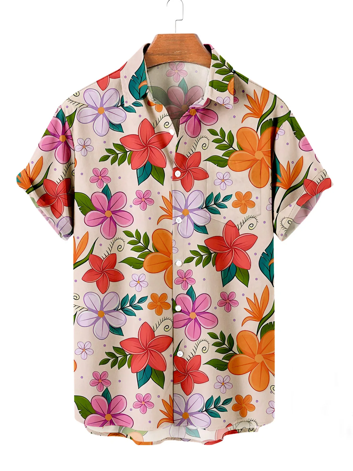 2025 Summer Men's Hawaiian Shirts Casual Vacation Short Sleeve Shirts Collar Button Up Shirts Fashion Steetwear For Men
