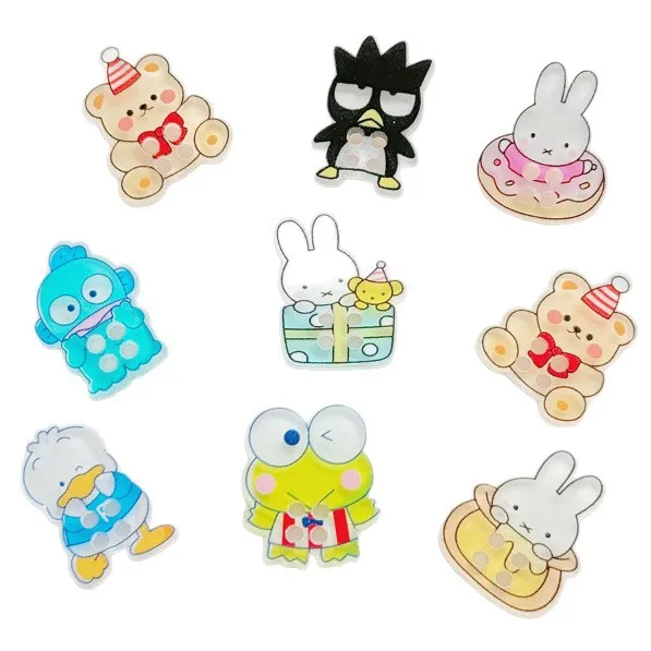 5 個ミニソアクリル漫画ボタンかわいい DIY ジュエリー冷蔵庫ステッカーキーホルダー穴靴フラットバック荷物材料卸売