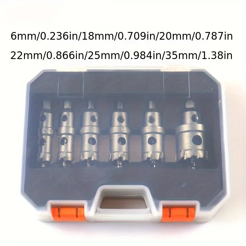 

6PCS 16-35mm TCT Cutter Alloy Set Carbide Tip Stainless Steel Iron Plate Metalworking Drilling Crown Broca