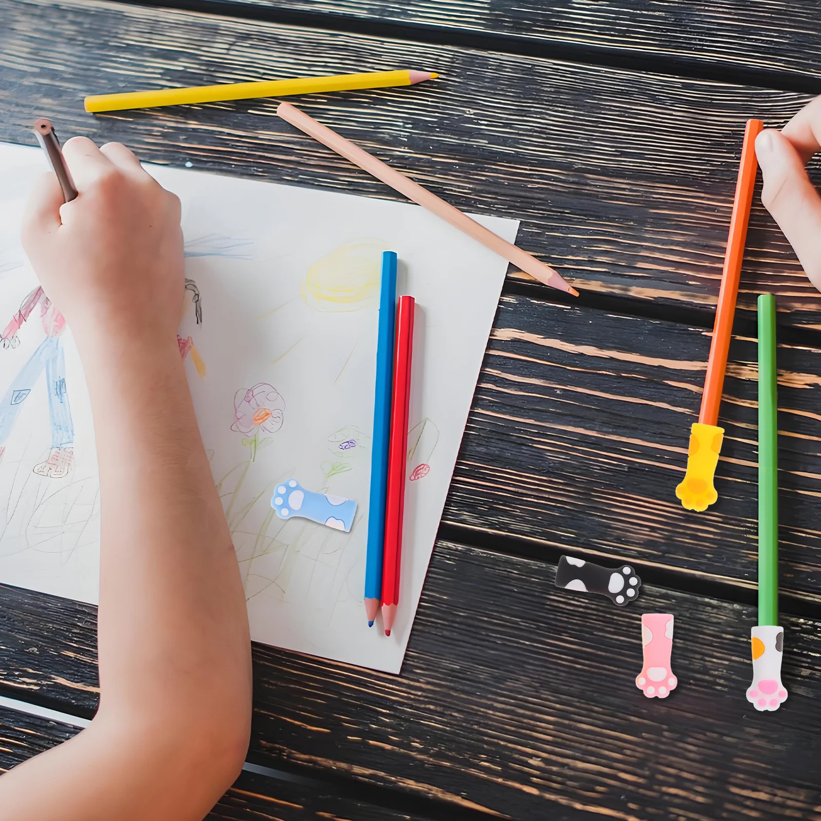 TEHAUX 10 قطعة سدادات إبرة الحياكة من السيليكون تصميم مخلب القط الكرتوني ألوان متنوعة لصياغة التطريز #6