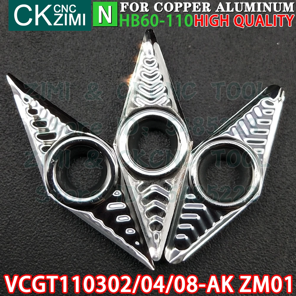 VCGT110302-AK ZM01 VCGT110304-AK ZM01 VCGT110308-AK ZM01 VCGT 1103 VCGT1103 كربيد الألومنيوم إدراج تحول إدراج أدوات التصنيع باستخدام الحاسب الآلي الميكانيكية مخرطة معدنية أدوات القطع