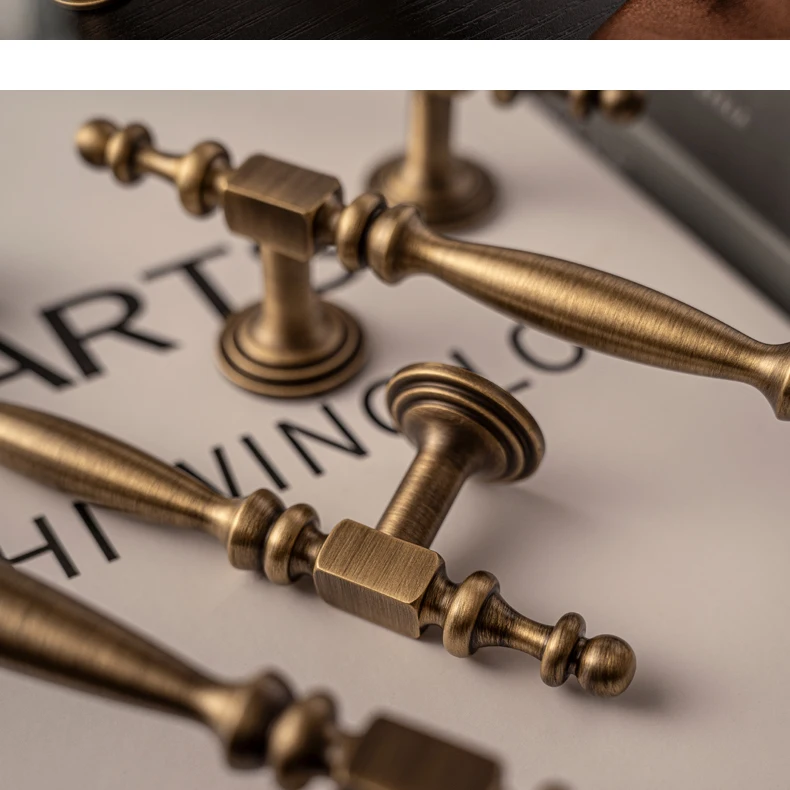 Brushed antique brass furniture handle 5