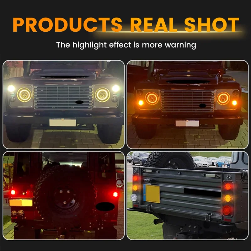 A02Q-LED أضواء خلفية المؤشر الأمامي والخلفي بدوره مصباح إشارة الجانب ماركر طقم مصابيح لاند روفر المدافع 90 / 110 1990-2016 #4