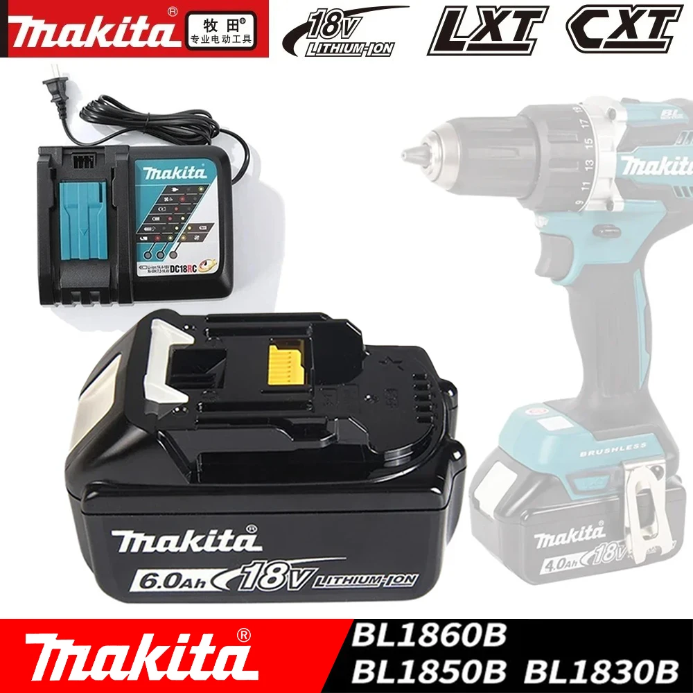 

New Makita 18V 6000mAh Rechargeable Lithium Battery, Power Tool 18V LXT BL1860B BL1860BL1850 BL1830 Replacement Battery