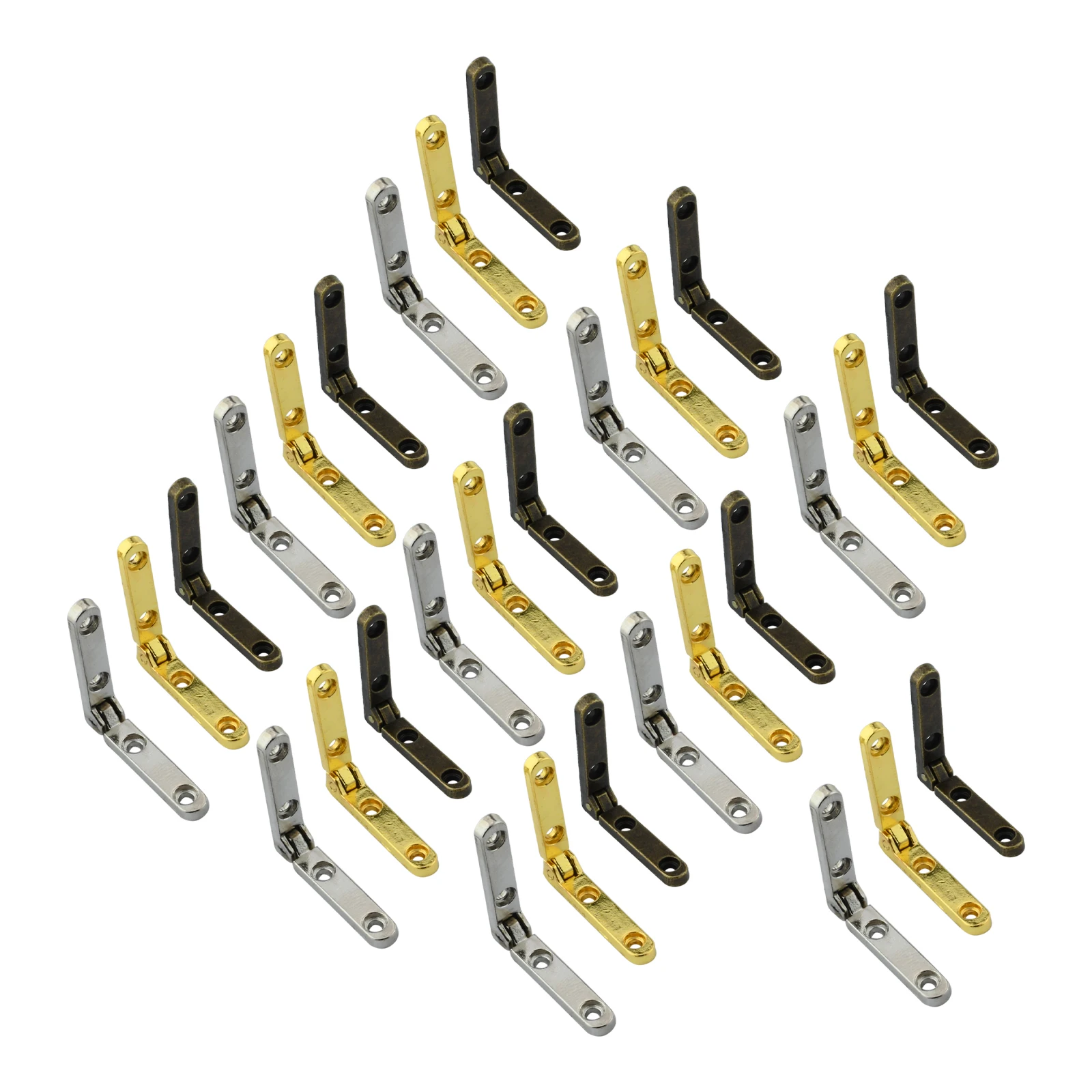 10Pcs Zinc Alloy Small Hinges for Jewelry Wooden Case Cupboard Cabinet Wine Chest Toolbox 90 Degree Folding Hinge w/Screw 30*6mm