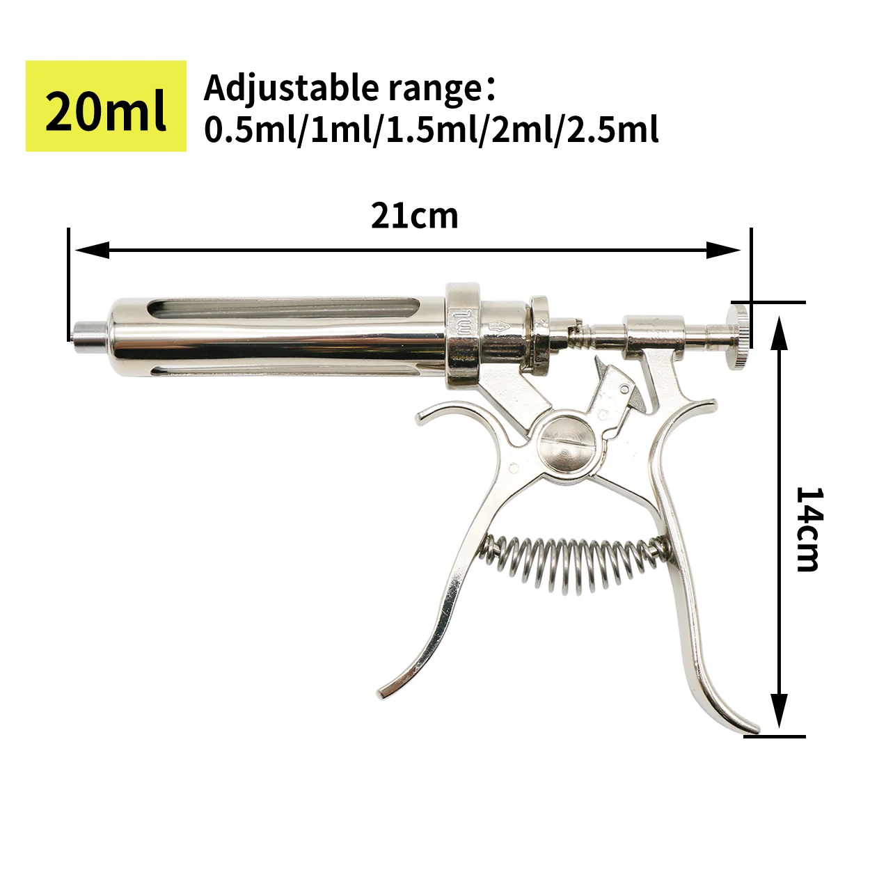 1 Pcs Veterinary medicine feeder Animal Continuos Syringe Revolver Stainless Steel Automatic Vaccination Gun for Cow Pig Shee