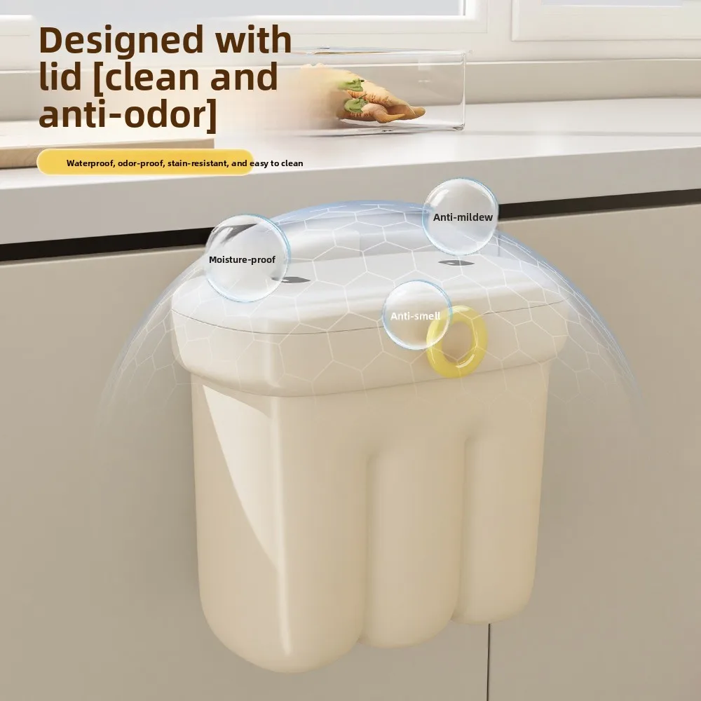 

Modern Cartoon Kitchen Garbage Can Large Capacity Plastic Waste Bin with Lid Odor-Proof Cabinet Door Bin Kitchen