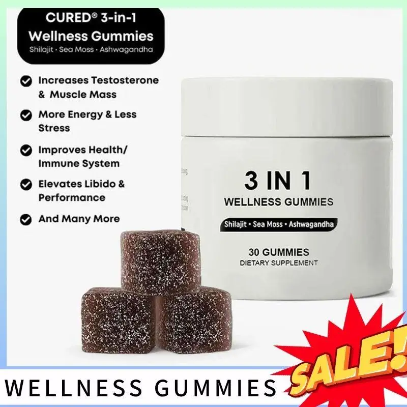 

Wellness Gummies 3 In 1 Shilajit Soft Candy Sea Moss 30 Gummies Ody Deodorization Capsules Dietary Supplement Increases Energy