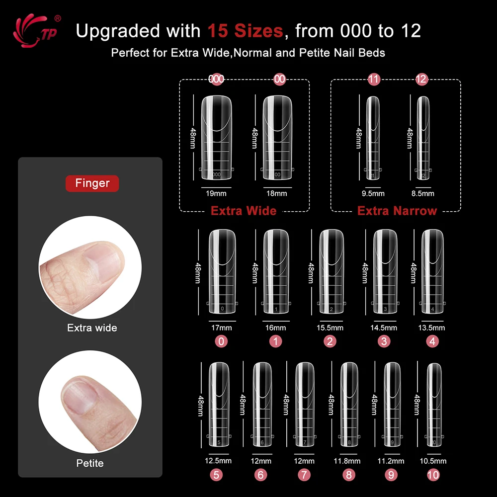 TP French Nail Dual Forms for Poly Extension Gel Nail Molds Reusable Full Cover False Nail Tips Top Forms Upper Mold 150pcs/box