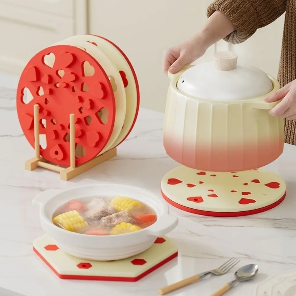 

Heat-resistant Silicone Insulation Pad Non-Slip Anti-scalding Pot Lid Storage Mat Stackable Stable Cup Mat Home Organizer