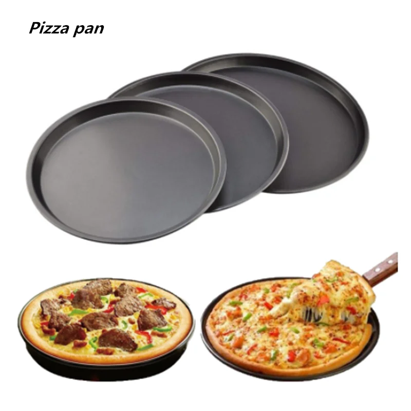 

Round Pizza Plate Pizza Pan Deep Dish Tray Carbon Steel Non-stick Mold Baking Tool Baking Mould Pan Pattern 6 8 9 10 inch