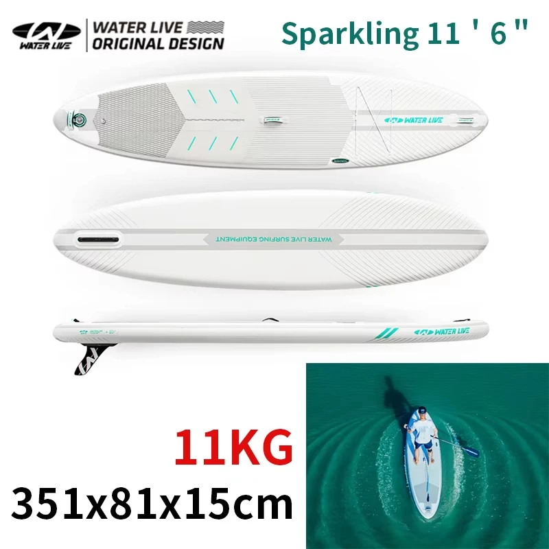 WATER LIVE Inflatable Stand Up Paddle Board Non-Slip 2 Person Water Sports Paddle Board with Safety Lanyard Sparkling 11' 6