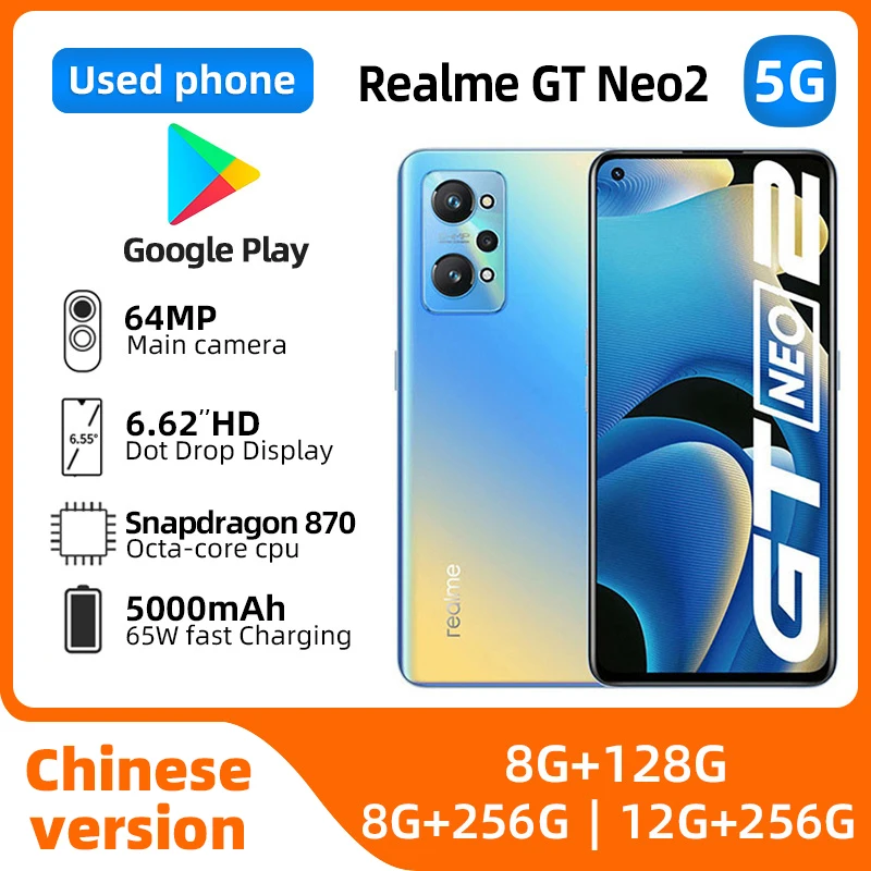 Realme GT Neo2 Android 5G Unlocked 6.62 inch 256G All Colours in Good Condition Original used phone