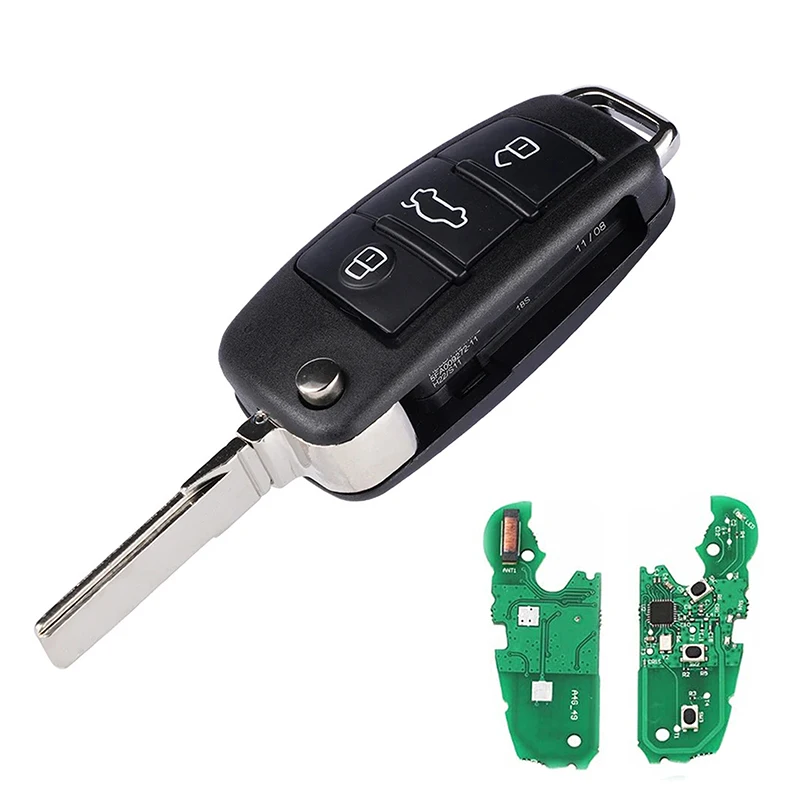 

3 кнопки, совместимые с A3 S3 A4 S4 TT с чипом ID44, 434 МГц, чехол для автомобильного ключа A3/сменный откидной ключ/TT-пульт дистанционного управления