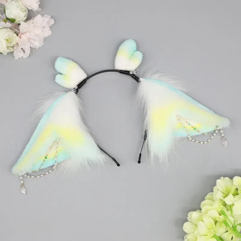 

Плюшевая повязка на голову в виде ушей Сяолунпи для косплея, биомиметический набор из искусственного меха животных, реквизит для косплея и выступлений