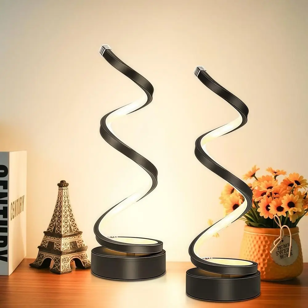 

Modern Simple LED Spiral Dimmable Table Lamp Soft Light Adjustable Arm Bedroom Bedside Lamp Multifunction Brightness Adjustable