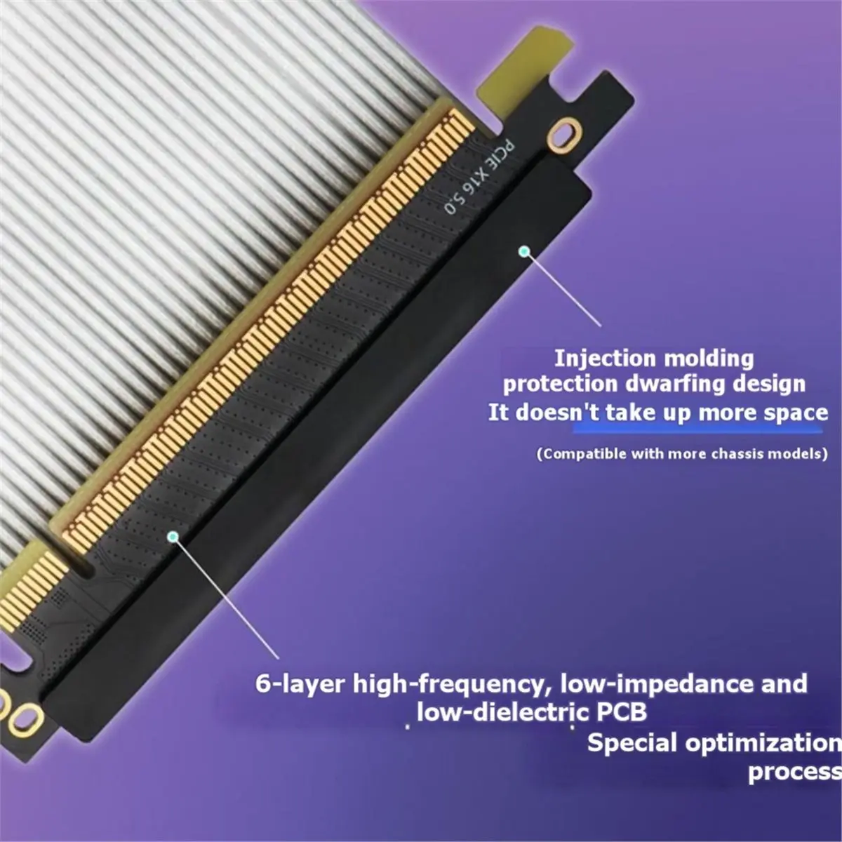 computer PCIe 5.0 X16 Riser Cable 64 GB/S Double Reverse PCI Express Gen5 Lossless for ITX Server RTX5090 RTX4090 19cm