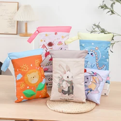 BIAI 25*35cm Wet Storage Bag Washable Diaper Nappy Bag Waterproof Beach Bag Double Pocket with Zippers Travel Makeup Storage Bag