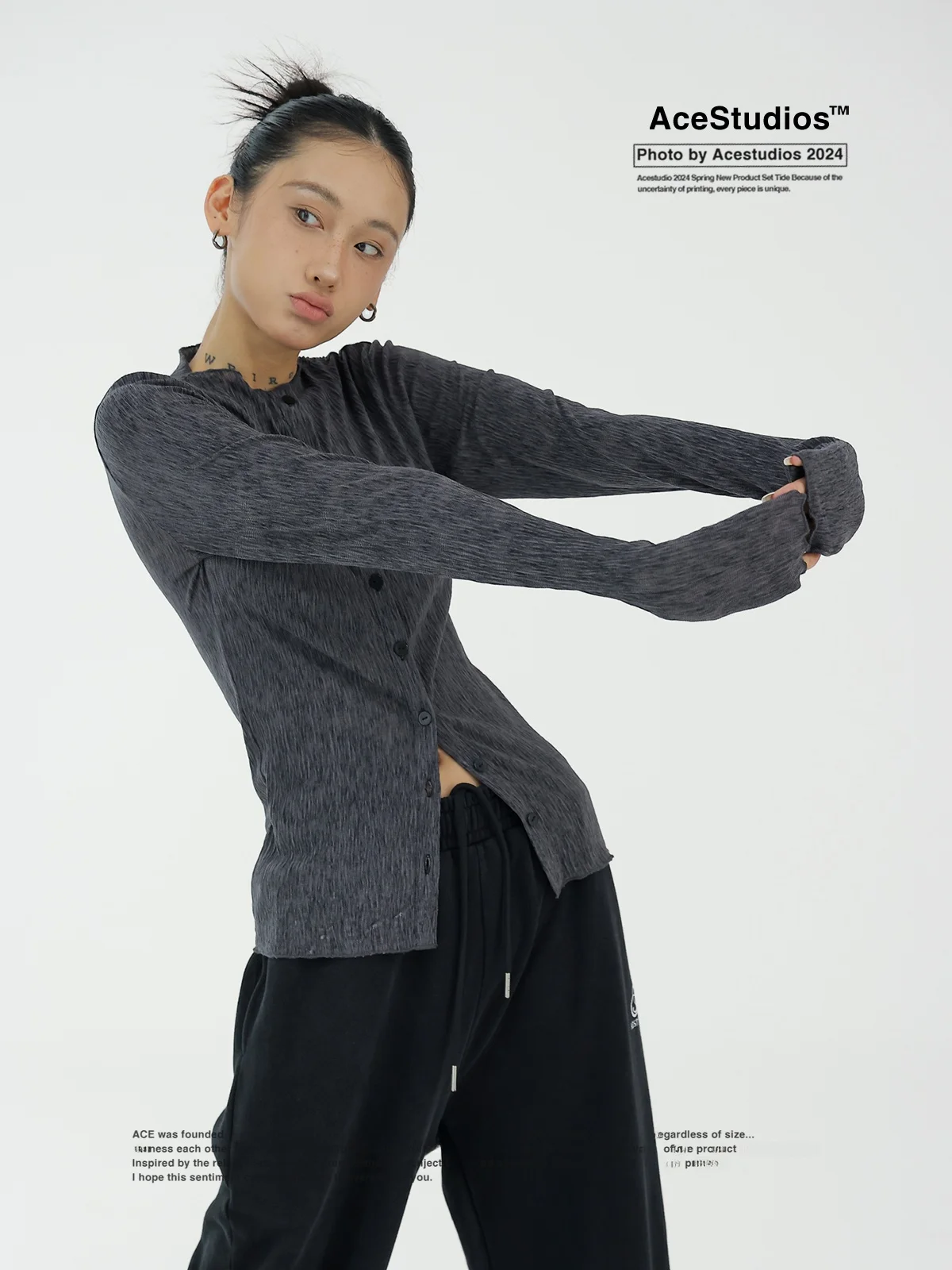 

Slimming Texture Women's ort Cardigan Acestudios Autumn 2025 Street Sle Design Thin Outerwear Faionable Polyester Blend