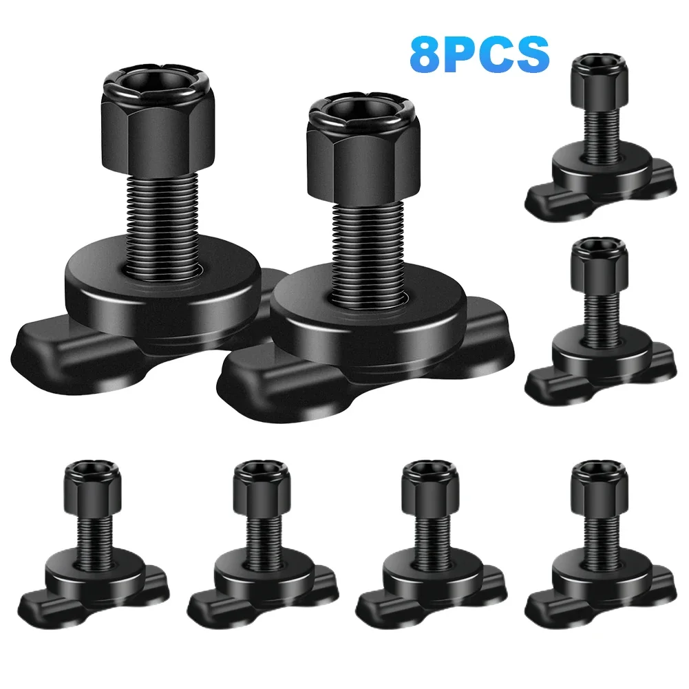 

8Pcs Threaded Stud Fitting Bearing 6000 LBS L-Track Double Lug Steel Hook Tie Down Rope Anchor Point for Truck Bed Pickup RV ATV