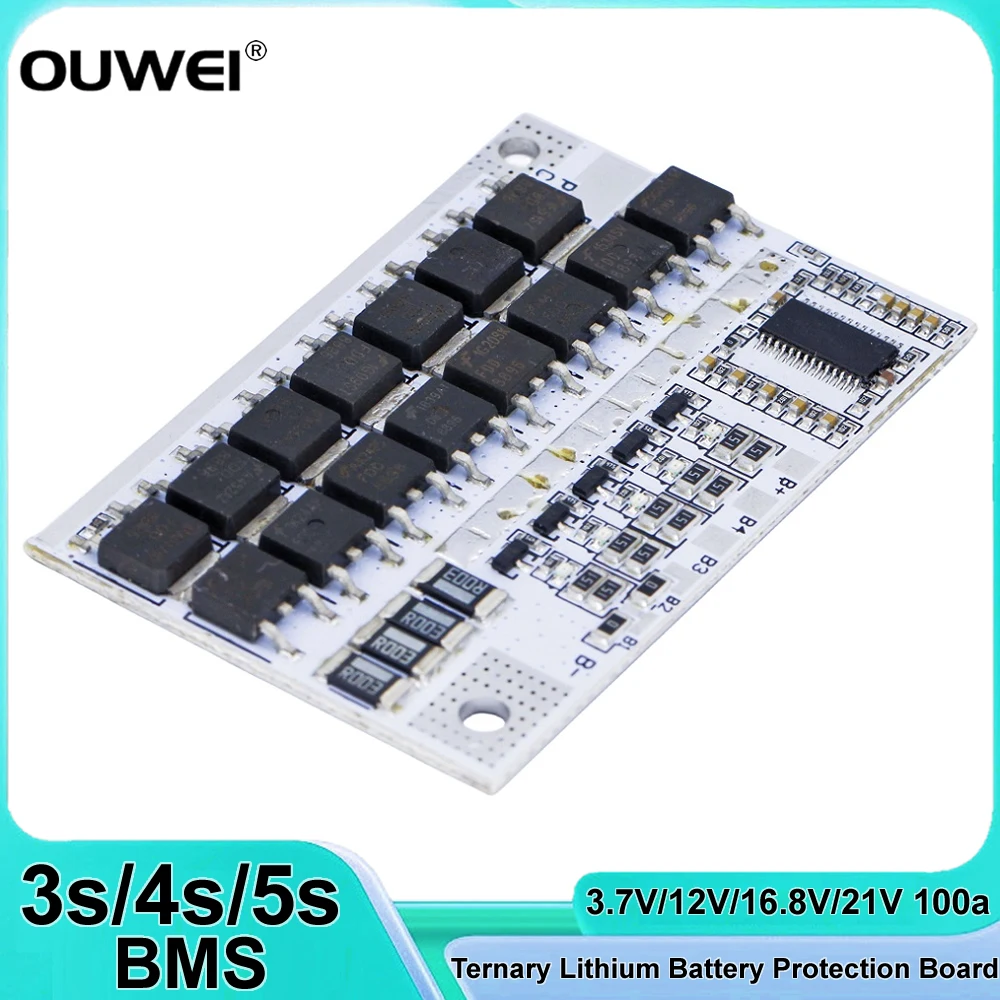 3s/4s/5s BMS 100a 3.7V 12V16.8V 21V Li-ion Lmo Ternary Lithium Battery Protection Circuit Board Li-polymer Balance Charging